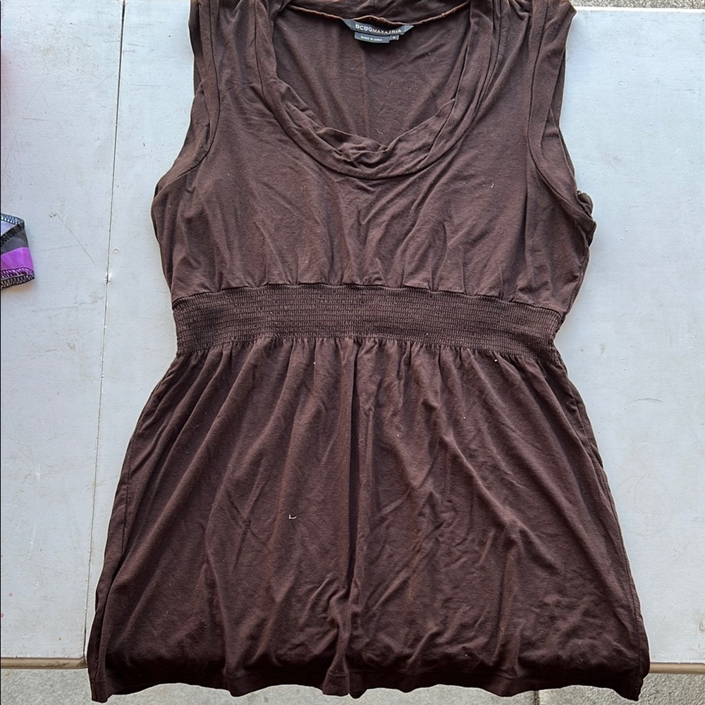 BCBGMaxAzria Brown Ruched Tank Top